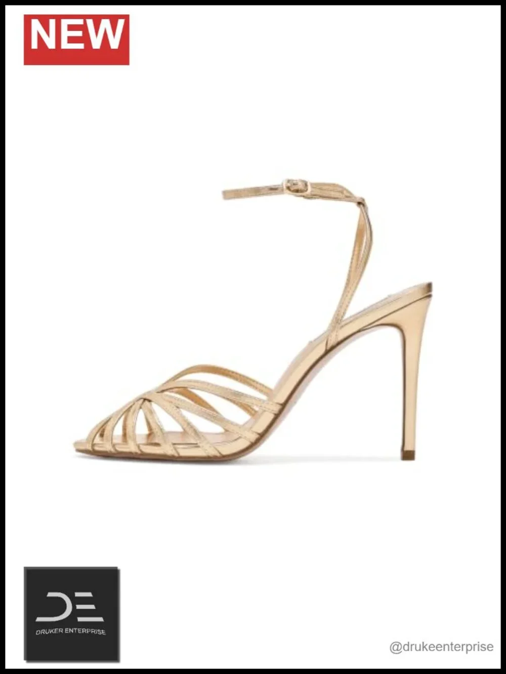 Strappy Vegan Leather Stiletto Heels, Almond Toe, Ankle Buckle Heels for Women